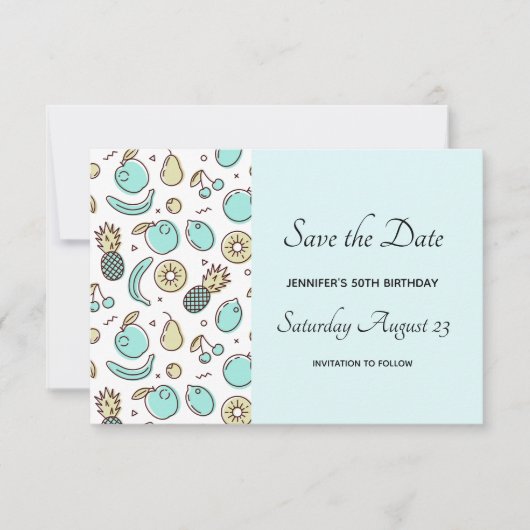 Cute Fruit Pattern Summery Thleed Save The Date (Voorkant)