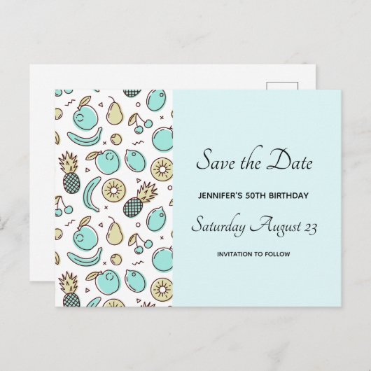 Cute Fruit Pattern Summery Thleed Uitnodiging Briefkaart (Voorkant / Achterkant)