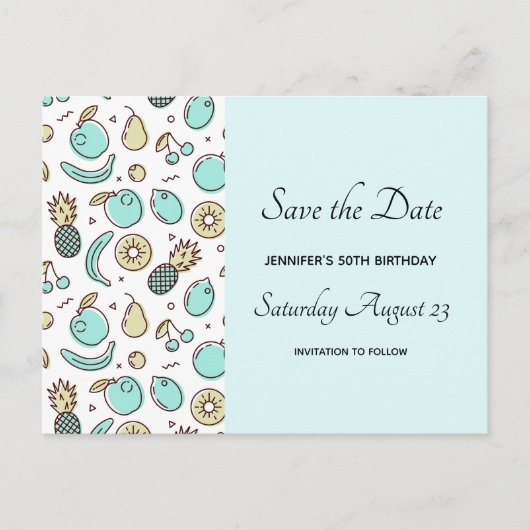 Cute Fruit Pattern Summery Thleed Uitnodiging Briefkaart (Voorkant)