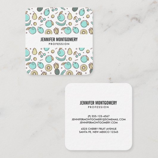 Cute Fruit Pattern Summery Thleed Vierkante Visitekaartje (Voorkant / Achterkant)