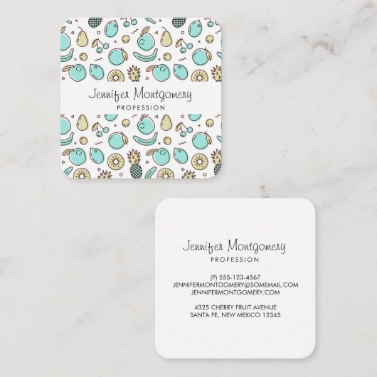 Cute Fruit Pattern Summery Thleed Vierkante Visitekaartje (Voorkant / Achterkant)