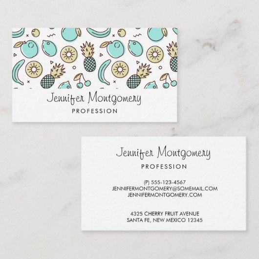 Cute Fruit Pattern Summery Thleed Visitekaartje (Voorkant / Achterkant)