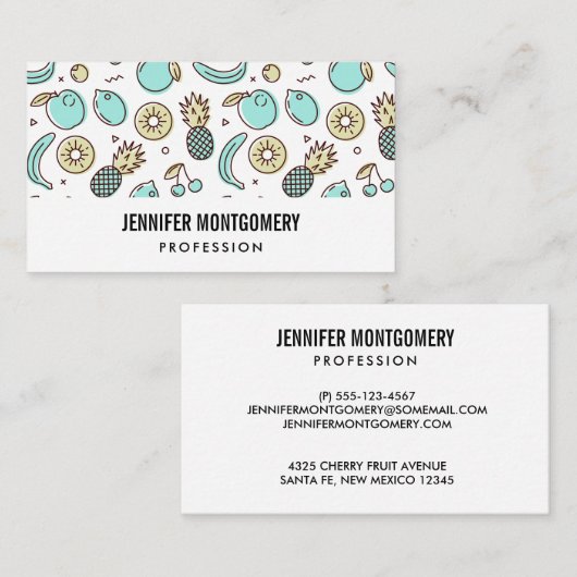 Cute Fruit Pattern Summery Thleed Visitekaartje (Voorkant / Achterkant)