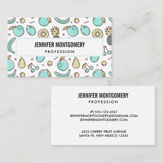 Cute Fruit Pattern Summery Thleed Visitekaartje (Voorkant / Achterkant)