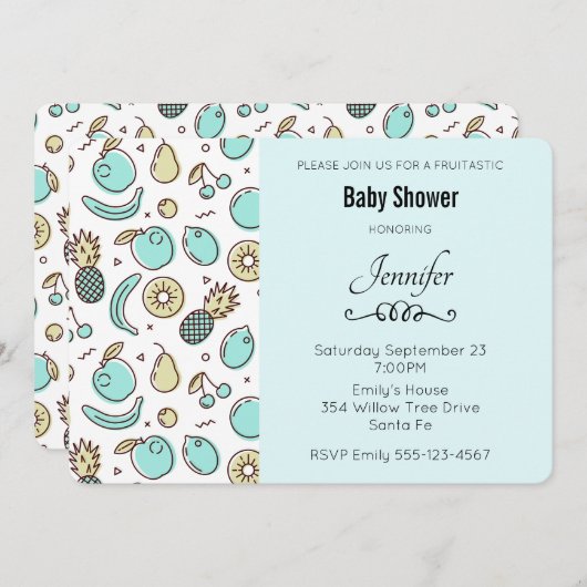 Cute Fruit Pattern Summery Thmed Baby shower Kaart (Voorkant / Achterkant)