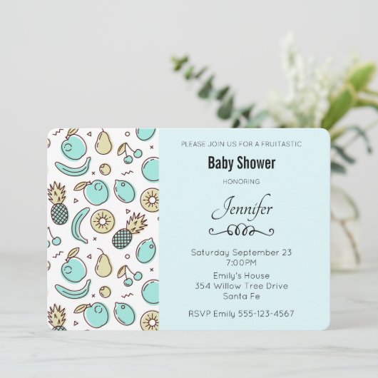 Cute Fruit Pattern Summery Thmed Baby shower Kaart (Staand voorkant)