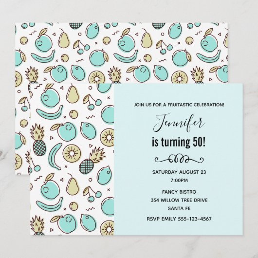 Cute Fruit Pattern Summery Thmed Birthday Kaart (Voorkant / Achterkant)