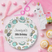 Cute Fruit Pattern Summery Thmed Birthday Papieren Bordje (Feest)