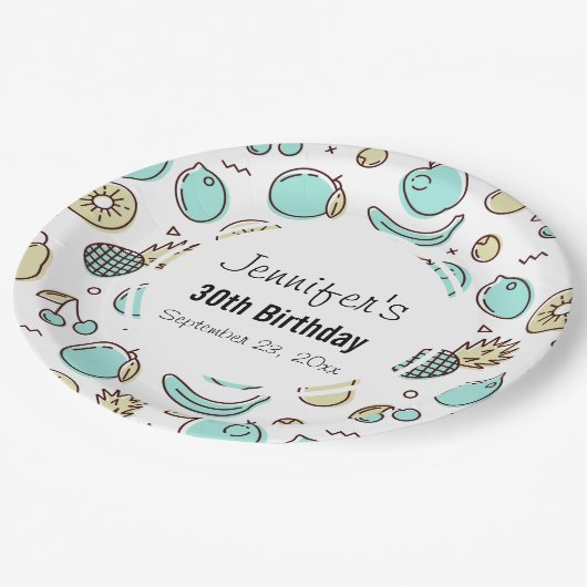 Cute Fruit Pattern Summery Thmed Birthday Papieren Bordje (Gekanteld)