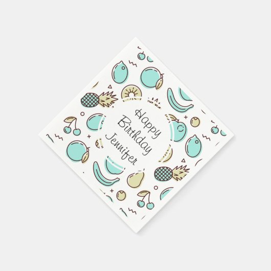 Cute Fruit Pattern Summery Thmed Birthday Servet (Hoek)