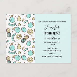 Cute Fruit Pattern Summery Thmed Birthday Uitnodiging Briefkaart