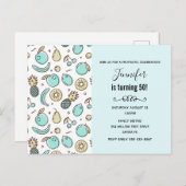 Cute Fruit Pattern Summery Thmed Birthday Uitnodiging Briefkaart (Voorkant / Achterkant)
