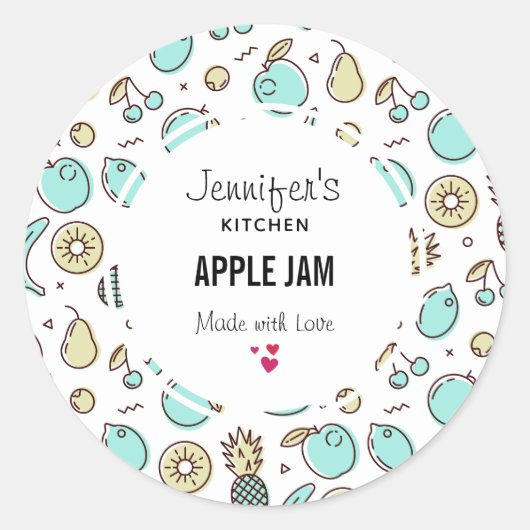 Cute Fruit Pattern Summery Thmed Kitchen Ronde Sticker (Voorkant)