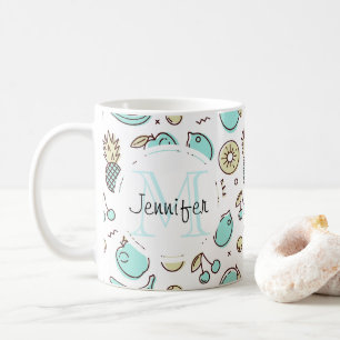 Cute Fruit Pattern Summery Thormy Monogram Koffiemok