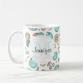 Cute Fruit Pattern Summery Thormy Monogram Koffiemok (Links)