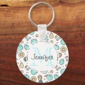 Cute Fruit Pattern Summery Thormy Monogram Sleutelhanger (Voorkant)