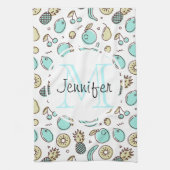 Cute Fruit Pattern Summery Thormy Monogram Theedoek (Verticaal)