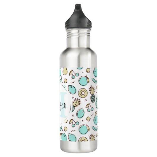 Cute Fruit Pattern Summery Thormy Monogram Waterfles (Rechts)