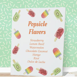 Cute Fruit Popsicle Flavors Summer Party Reclamebord Met Voetstuk
