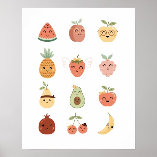 Cute Fruit Poster Print (Voorkant)