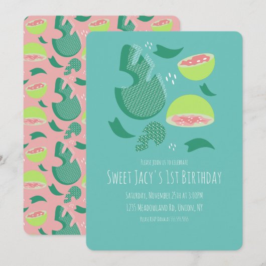 Cute Fruit Salad Guava Sweet Birthday Kaart (Voorkant / Achterkant)