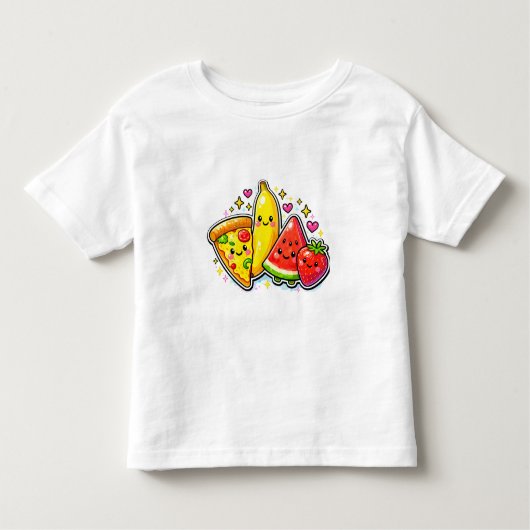 Cute Fruits and Pizza Y2K Toddler T-Shirt (Voorkant)