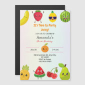 Cute Fruits First 1e verjaardag meisje magnetisch Magnetische Uitnodiging (Voorkant / Achterkant)