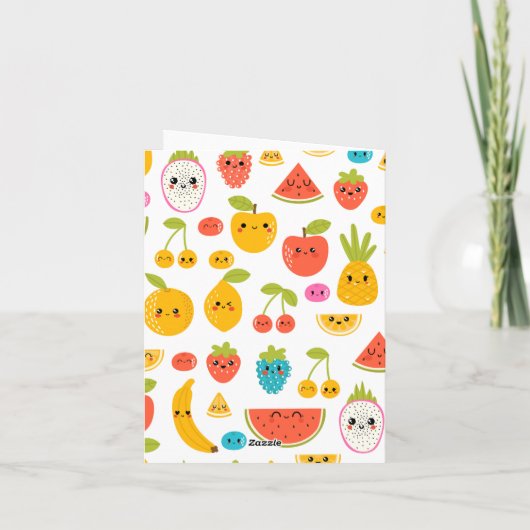 Cute Fruits First 1st Verjaardagsfeestje Vouwkaart (Achterkant)