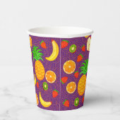 Cute Fruits Pattern Healthy Funny Colorful Juice Papieren Bekers (Rechts)