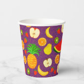 Cute Fruits Pattern Healthy Funny Colorful Juice Papieren Bekers (Voorkant)