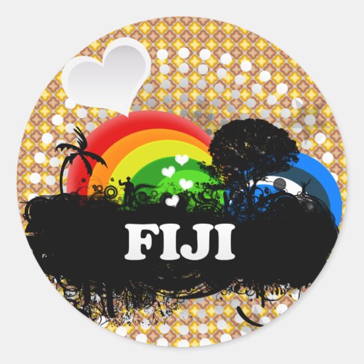 Cute Fruity Fiji Ronde Sticker (Voorkant)