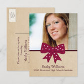 Cute Fuchsia Bow Afstuderen Briefkaart (Voorkant / Achterkant)