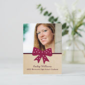 Cute Fuchsia Bow Afstuderen Briefkaart (Staand voorkant)