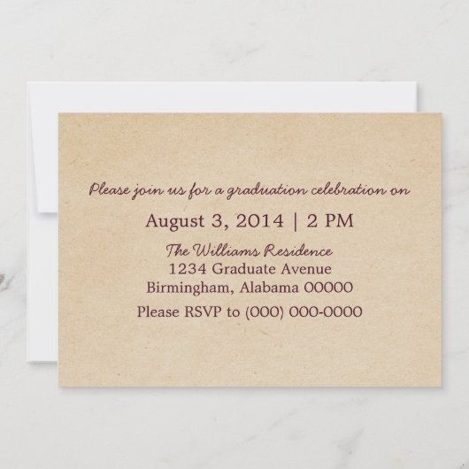 Cute Fuchsia Bow Afstuderen Invite Kaart (Achterkant)