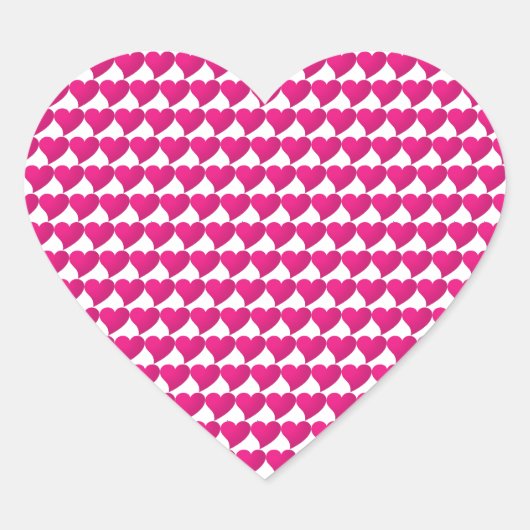 Cute fuchsia hot roze harten patroon modern hart sticker (Voorkant)