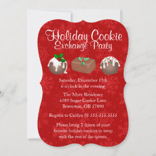 Cute Fudge Cookie Exchange Holiday Invite Kaart