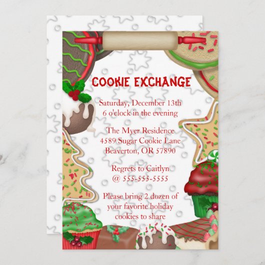 Cute Fudge & Sugar Cookie Exchange Holiday Kaart (Voorkant / Achterkant)