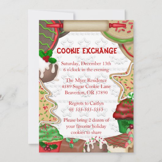 Cute Fudge & Sugar Cookie Exchange Holiday Kaart (Voorkant)