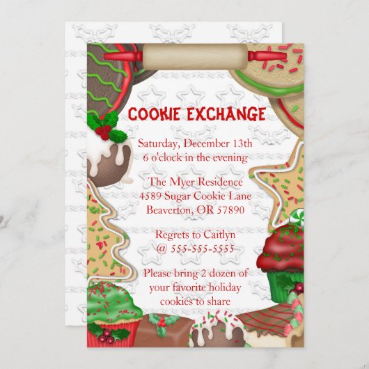 Cute Fudge & Sugar Cookie Exchange Holiday Kaart (Voorkant / Achterkant)