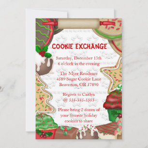 Cute Fudge & Sugar Cookie Exchange Holiday Kaart