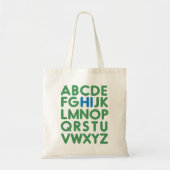 Cute Fun Alphabet Typography Blue Green Library Tote Bag (Voorkant)