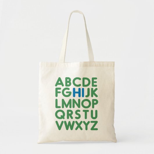 Cute Fun Alphabet Typography Blue Green Library Tote Bag (Voorkant)