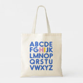Cute Fun Alphabet Typography Blue Library Book Tote Bag (Achterkant)