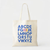 Cute Fun Alphabet Typography Blue Library Book Tote Bag (Voorkant)