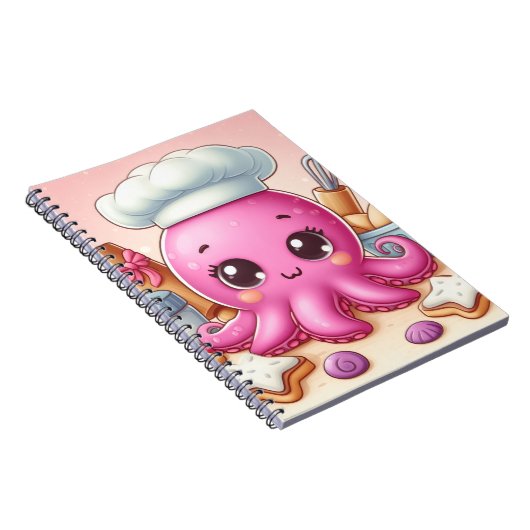 Cute fun baking octopus notebook notitieboek (Rechterzijde)