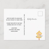 Cute Fun Bird Houses Moving Aankondigingskaart (Achterkant)