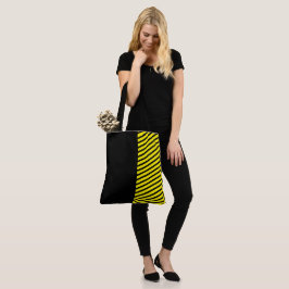 Cute Fun Black en Yellow met Stripes Tote Bag