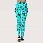 Cute Fun Black op Bright Blauwgroen cyaanschildera Leggings (Achterkant)