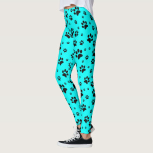 Cute Fun Black op Bright Blauwgroen cyaanschildera Leggings