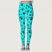 Cute Fun Black op Bright Blauwgroen cyaanschildera Leggings (Voorkant)